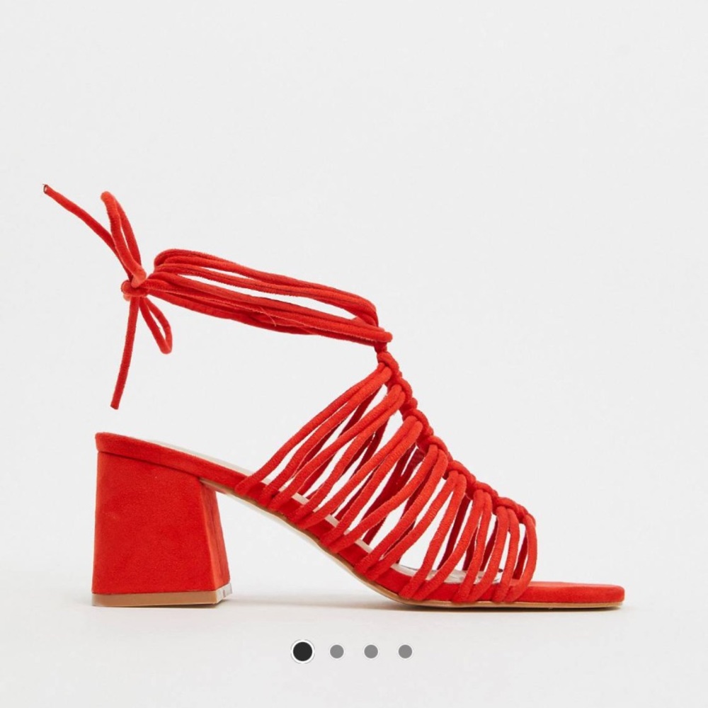 Public Desire Bali ankle tie block heel /gladiator